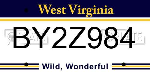 BY2Z984 West Virginia License Plate