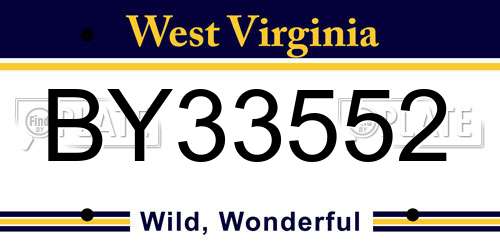BY33552 West Virginia License Plate
