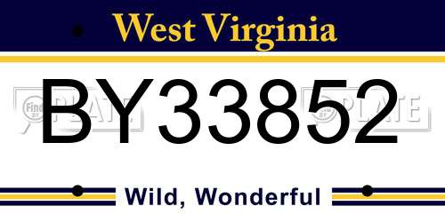BY33852 West Virginia License Plate