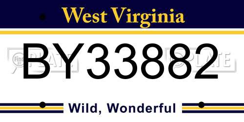 BY33882 West Virginia License Plate