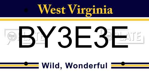 BY3E3E West Virginia License Plate