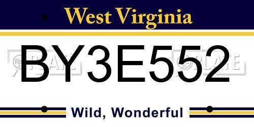 BY3E552 West Virginia License Plate