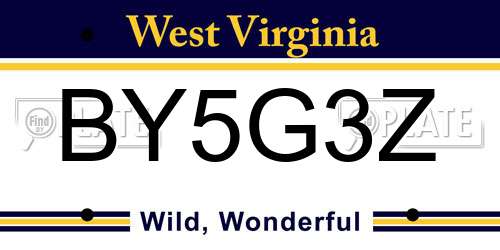 BY5G3Z West Virginia License Plate