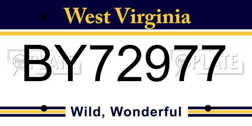 BY72977 West Virginia License Plate