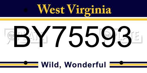 BY75593 West Virginia License Plate
