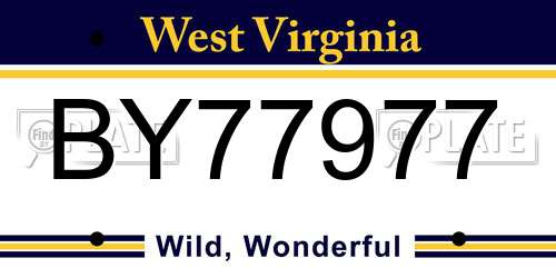 BY77977 West Virginia License Plate