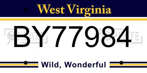 BY77984 West Virginia License Plate