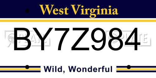 BY7Z984 West Virginia License Plate