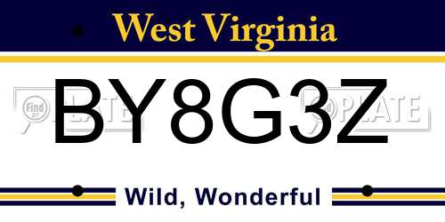 BY8G3Z West Virginia License Plate