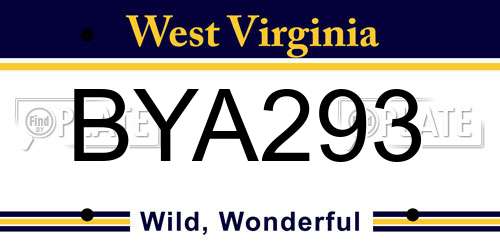 BYA293 West Virginia License Plate