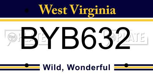 BYB632 West Virginia License Plate