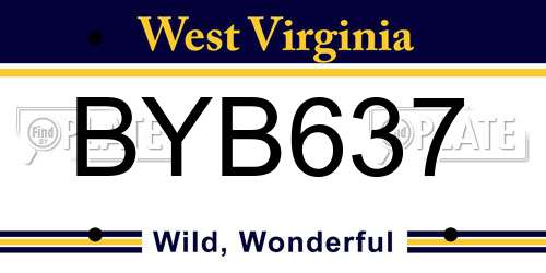 BYB637 West Virginia License Plate