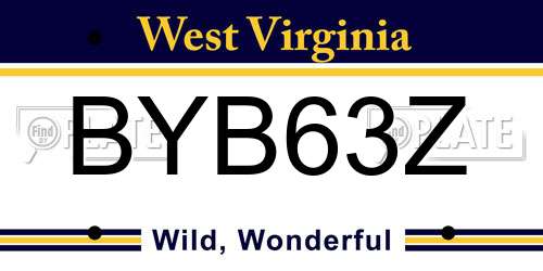 BYB63Z West Virginia License Plate