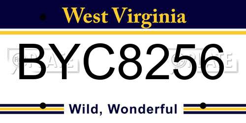 BYC8256 West Virginia License Plate