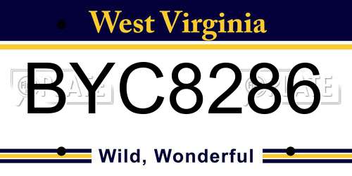 BYC8286 West Virginia License Plate