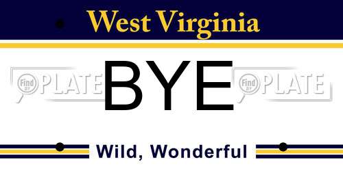 BYE West Virginia License Plate