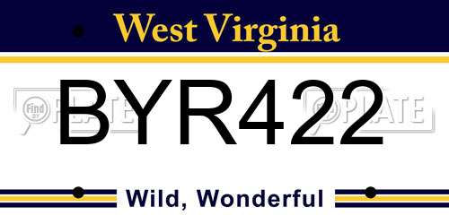 BYR422 West Virginia License Plate
