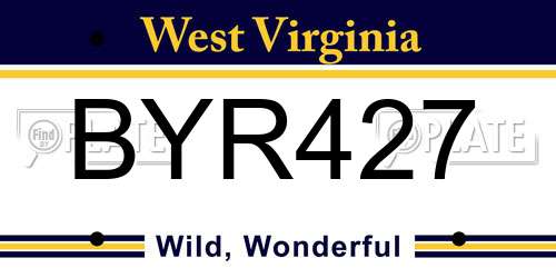 BYR427 West Virginia License Plate