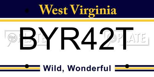 BYR42T West Virginia License Plate
