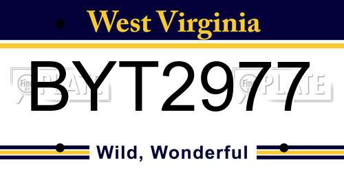 BYT2977 West Virginia License Plate