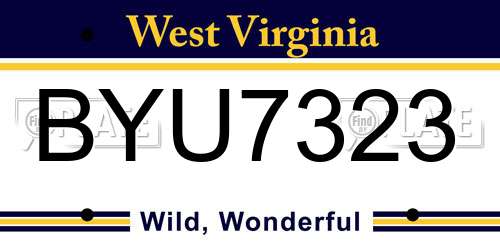 BYU7323 West Virginia License Plate
