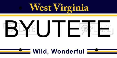 BYUTETE West Virginia License Plate