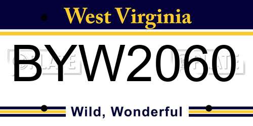 BYW2060 West Virginia License Plate