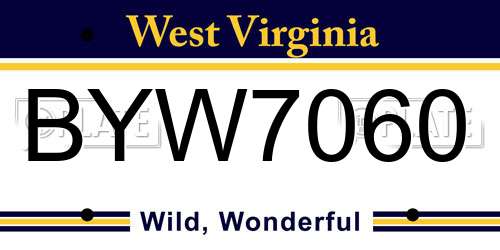 BYW7060 West Virginia License Plate