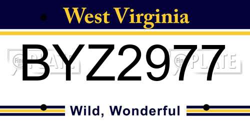 BYZ2977 West Virginia License Plate