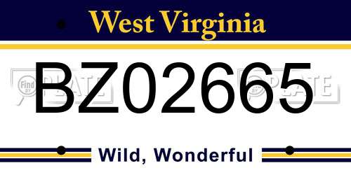 BZ02665 West Virginia License Plate