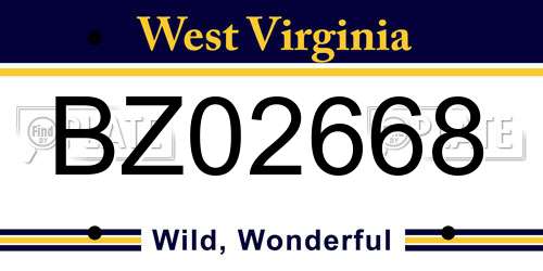 BZ02668 West Virginia License Plate