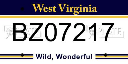 BZ07217 West Virginia License Plate
