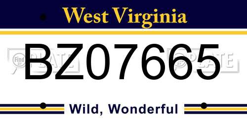 BZ07665 West Virginia License Plate