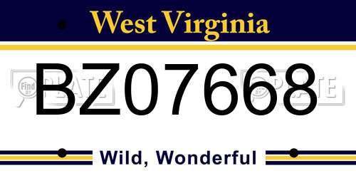 BZ07668 West Virginia License Plate