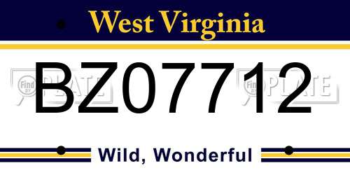 BZ07712 West Virginia License Plate