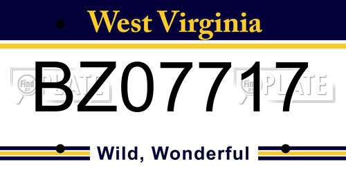 BZ07717 West Virginia License Plate