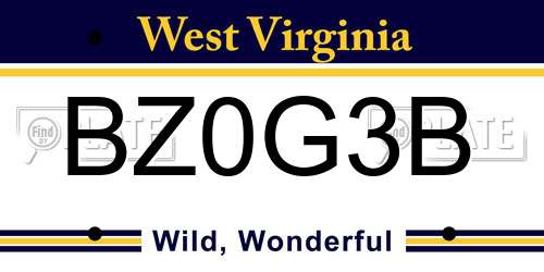 BZ0G3B West Virginia License Plate