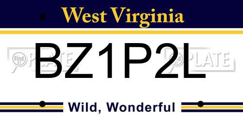 BZ1P2L West Virginia License Plate