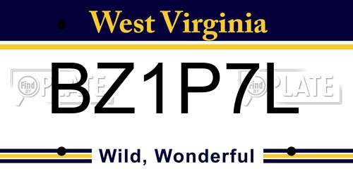 BZ1P7L West Virginia License Plate