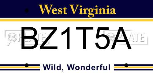 BZ1T5A West Virginia License Plate