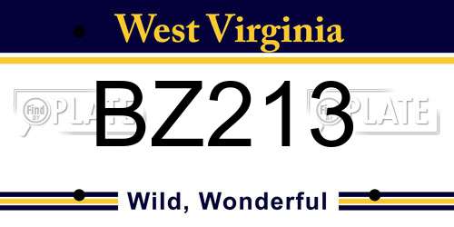 BZ213 West Virginia License Plate