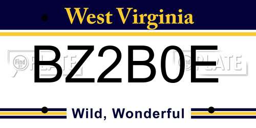 BZ2B0E West Virginia License Plate
