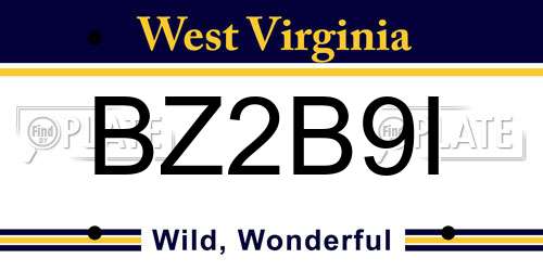 BZ2B9I West Virginia License Plate