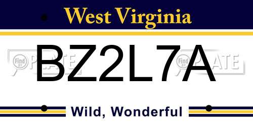 BZ2L7A West Virginia License Plate