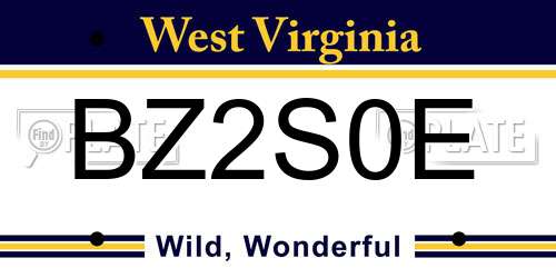 BZ2S0E West Virginia License Plate