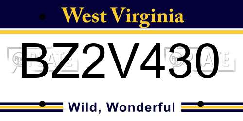 BZ2V430 West Virginia License Plate
