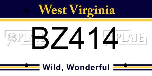 BZ414 West Virginia License Plate