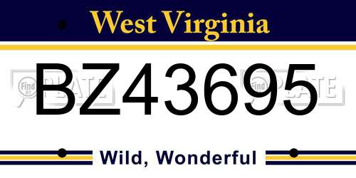 BZ43695 West Virginia License Plate