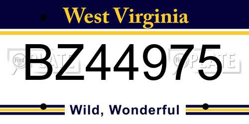 BZ44975 West Virginia License Plate