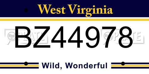 BZ44978 West Virginia License Plate
